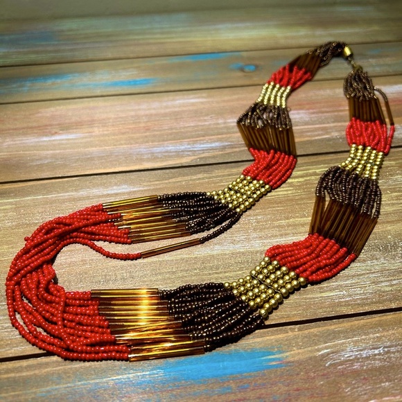 Long Ethnic Seed Necklace - Picture 1 of 4